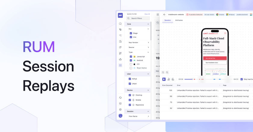 RUM session replays