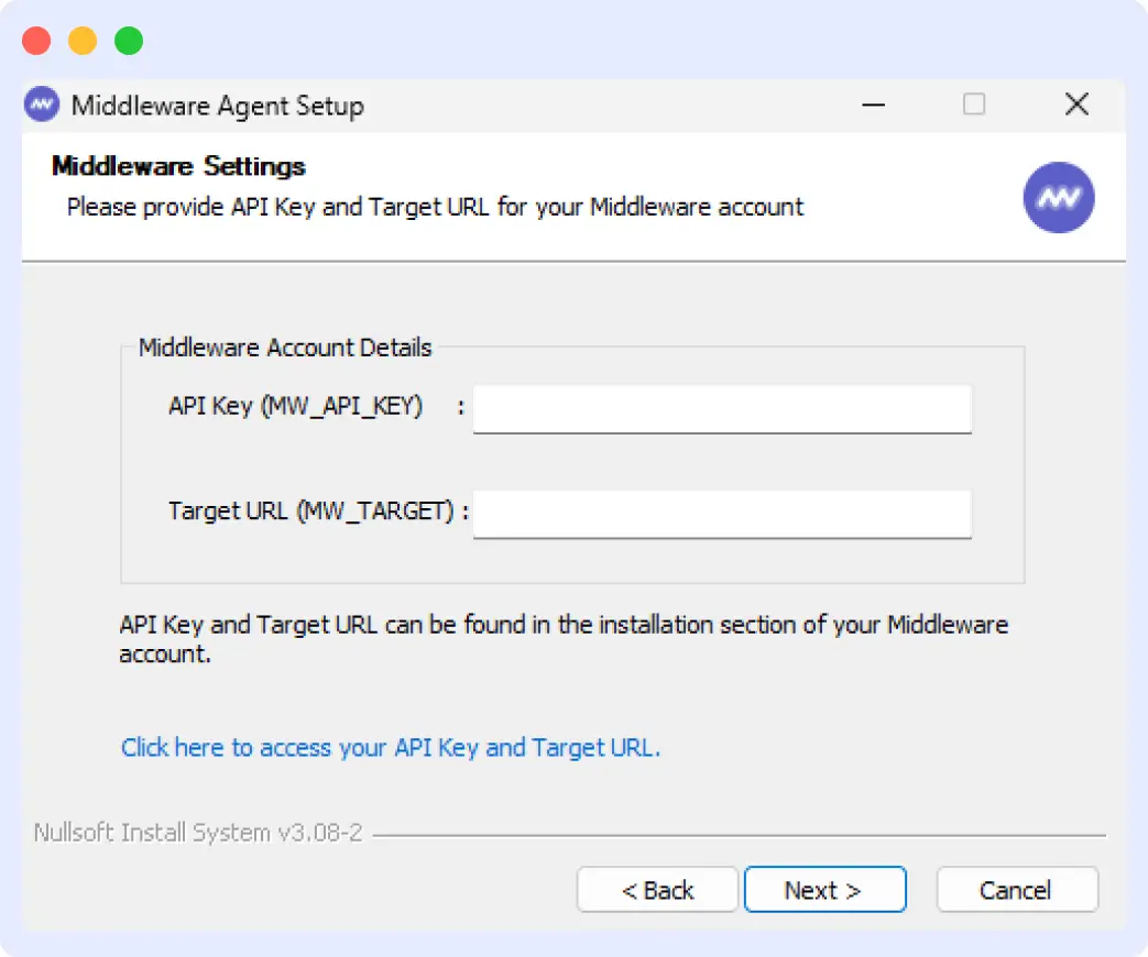 Middleware agent setup for windows infra monitoring