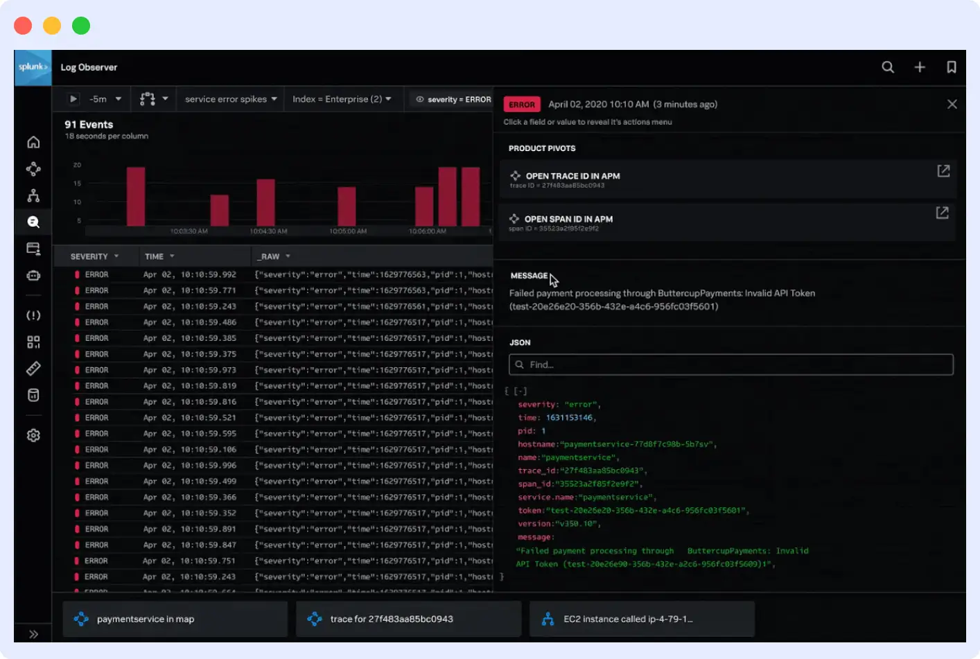 Splunk SPL search interface for enterprise log analysis and security monitoring