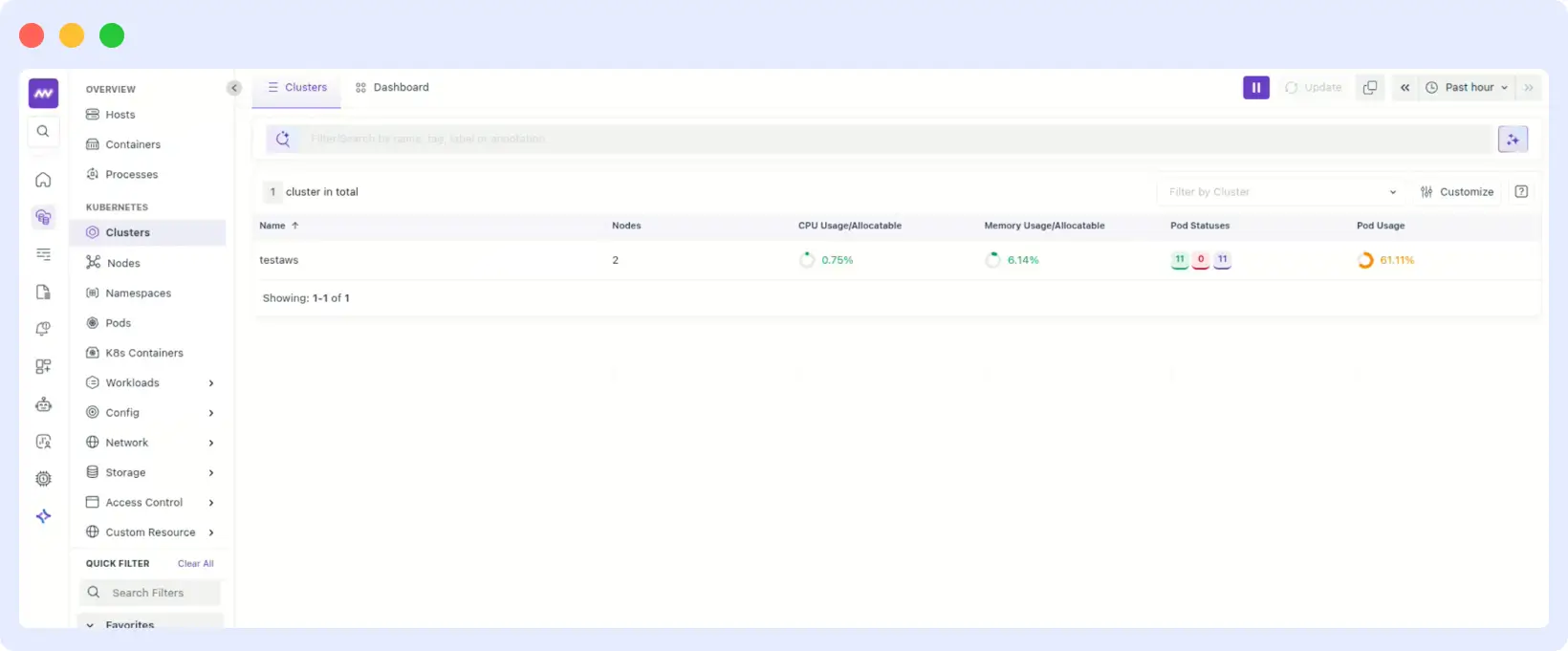 kubectl output showing ADOT Collector pods running in fargate-container-insights
and aws-logging ConfigMap created in aws-observability namespace after
Middleware Helm installation on EKS Fargate
