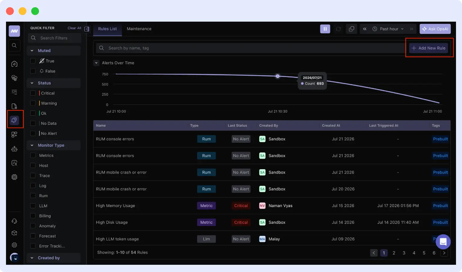 Middleware dashboard showing AWS Lambda deployment monitoring, invocation traces, logs, errors, and performance metrics.