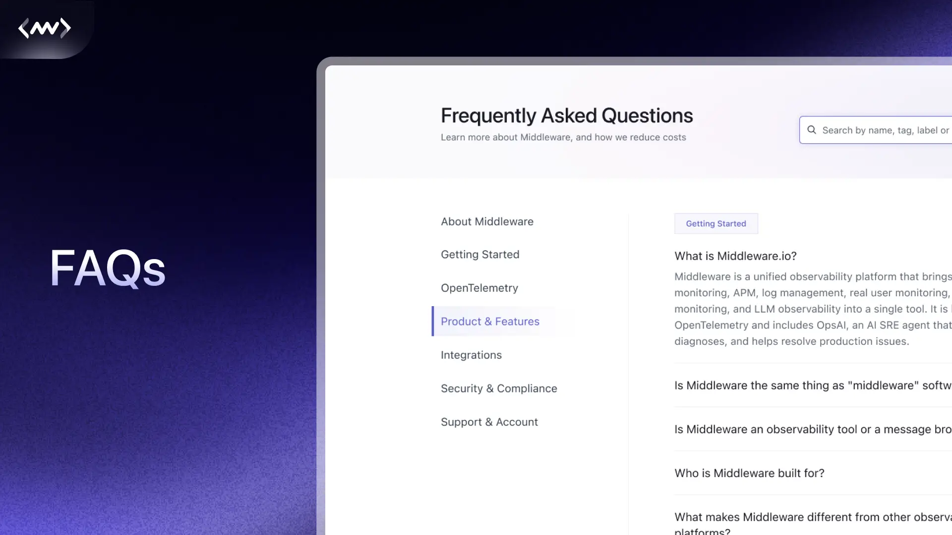 FAQs page