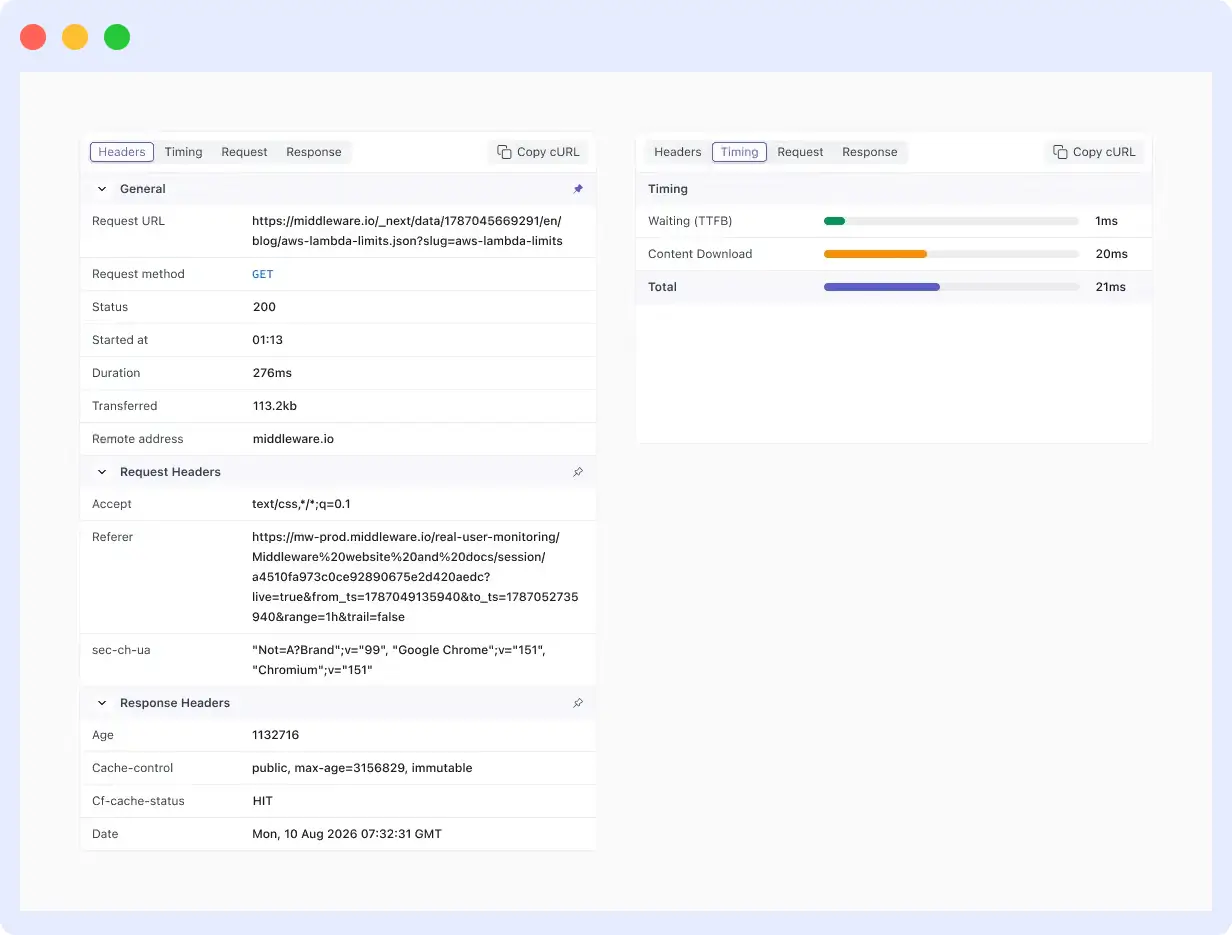 Session Inspector header showing session ID, error count, and session switcher
